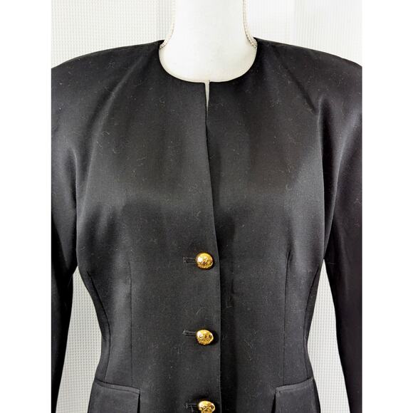 LORD & TAYLOR! STUNNING BLACK PURE GABARDINE 100% WOOL BLAZER, JACKET! SZ 10 - Picture 8 of 10